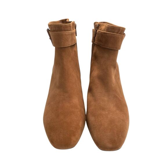 Alex Marie NWOB Paxton Tan Suede Leather Square Toe Cylinder Heel Booties - Picture 2 of 12
